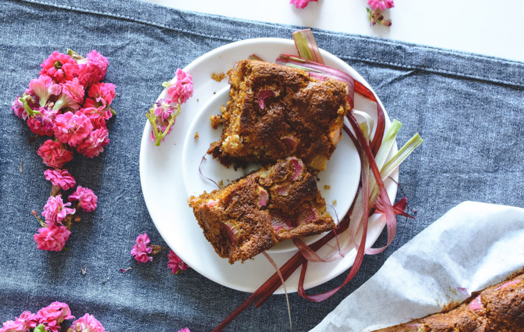 Homemade healthy rhubarb cake